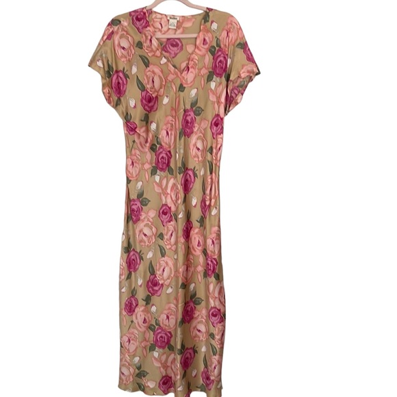 Neiman Marcus Silk Floral Long Lingerie Gown Dress Medium